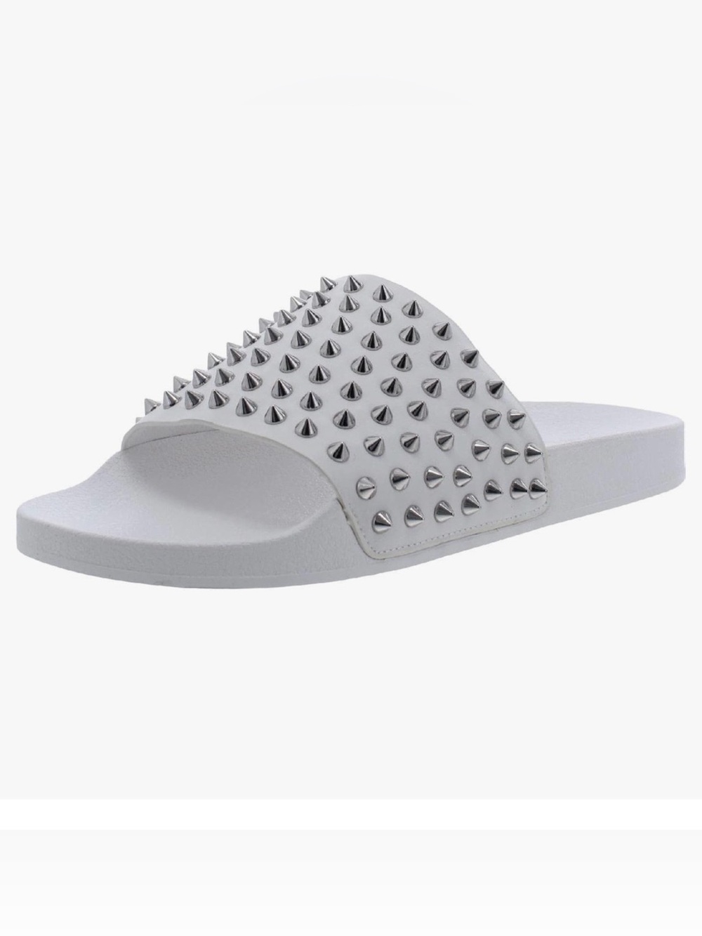 Steve Madden Men’s White Slide with Silver Text Detail Size 11